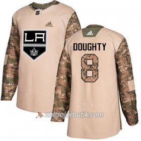 Män Ishockey Los Angeles Kings Tröja Drew Doughty 8 Adidas 2017-2018 Camo Veterans Day Practice Authentic